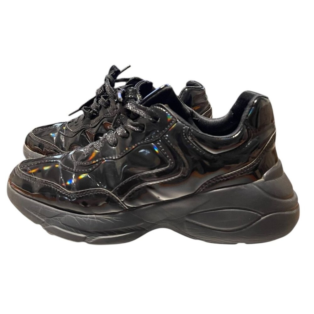 Lucky Step.Women Black Patent Chunky Sneakers By Lucky Step Size 9 M